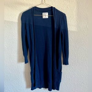American Eagle blue cotton 3/4 sleeve long button cardigan
